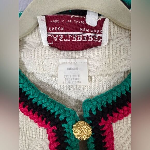 VINTAGE Castleberry Classic Cream Academia Collegiate Tweed Knit Lady Jacket 16 - Picture 5 of 10